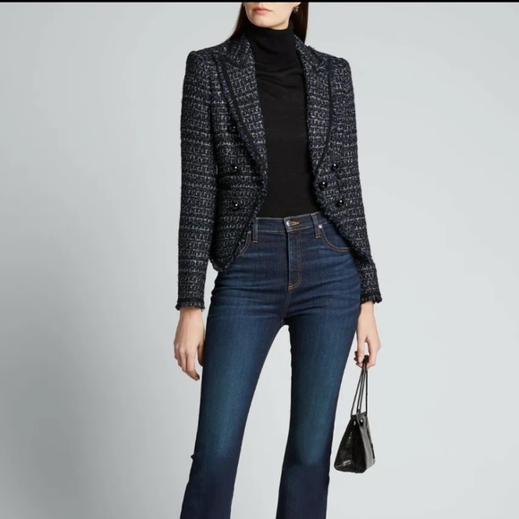 Veronica Beard Navy Cooke Dickey Metallic Lurex Tweed Jacket Blazer - Picture 2 of 11